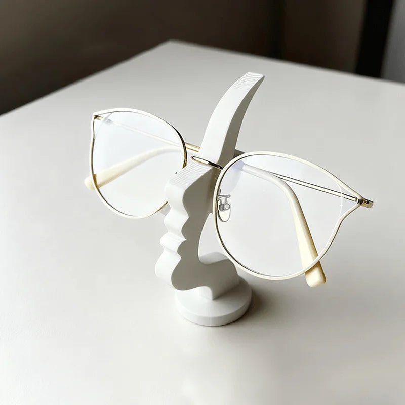 2Pc Creative Side Face Shaped Eyeglass Holder Stand 3D Printed for Glasses Storage Rack Fun Practical Desktop Art Decor Ornament