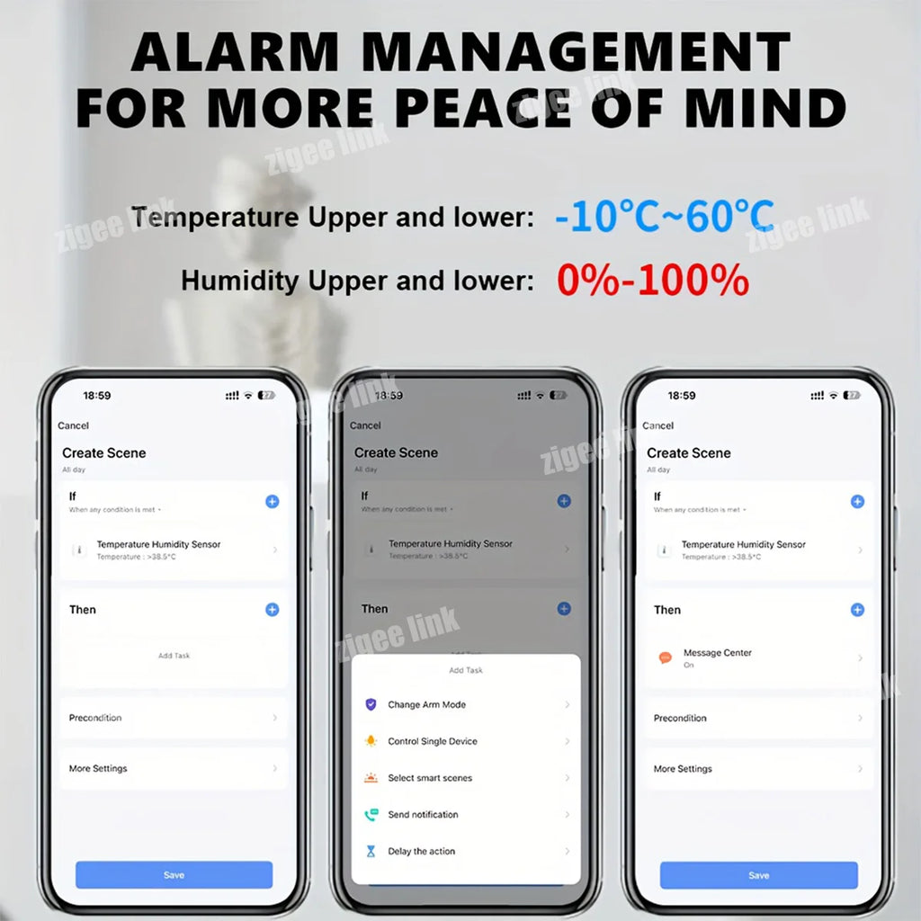 Smart Temperature Humidity Sensor Zigbee 3.0 Indoor Hygrometer Remote Monitor Support Tuya Alexa Google Home
