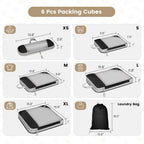 6PCS Travel Compressed Packing Cubes Storage Organizer Set With Shoe Bag Mesh Visual Luggage Portable Lightweight Suitcase Bag