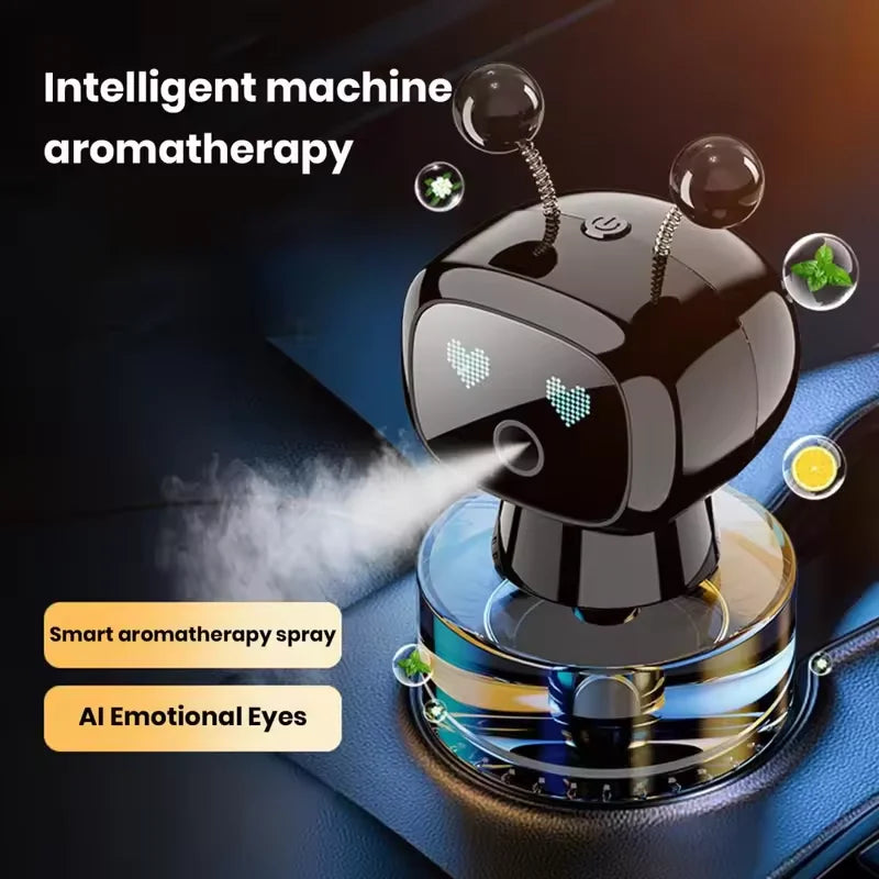 Smart Car Air Freshener AI Rechargeable Car Aroma Diffuser Smart eyes 4 Levels of Adjustable Intelligent Car Diffuser Gift
