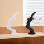 2Pc Creative Side Face Shaped Eyeglass Holder Stand 3D Printed for Glasses Storage Rack Fun Practical Desktop Art Decor Ornament