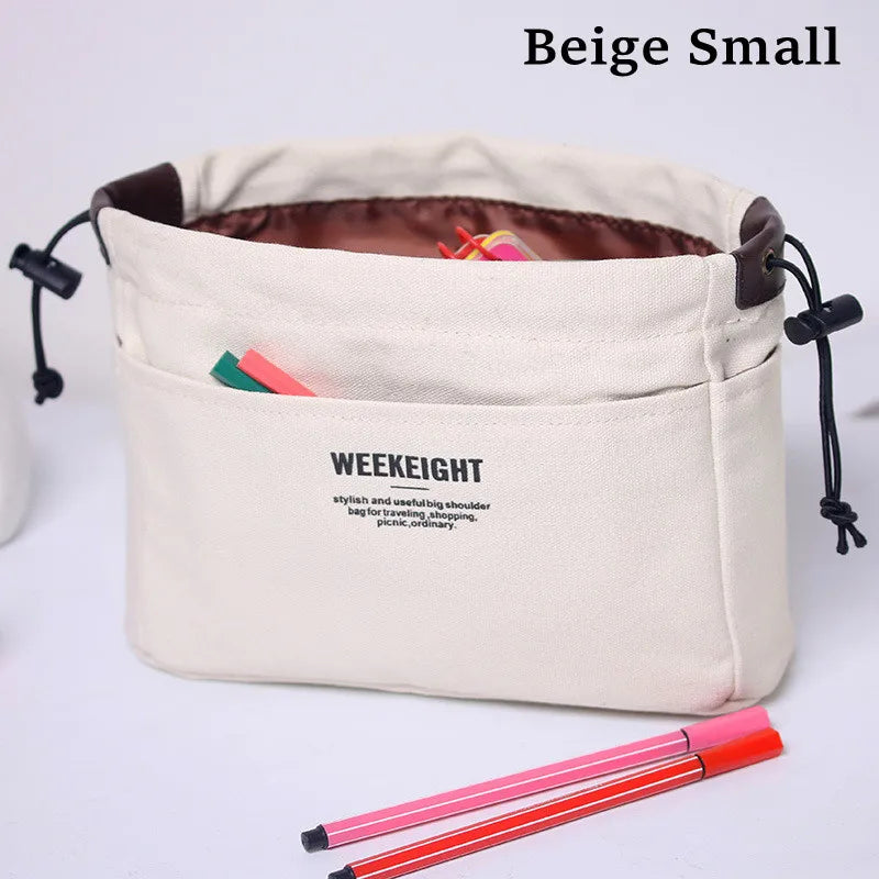 Bag Divider Drawstring Canvas Storage Organizers Multi-Pockets Liner Bag Lightweight Portable Travel Storage Bag