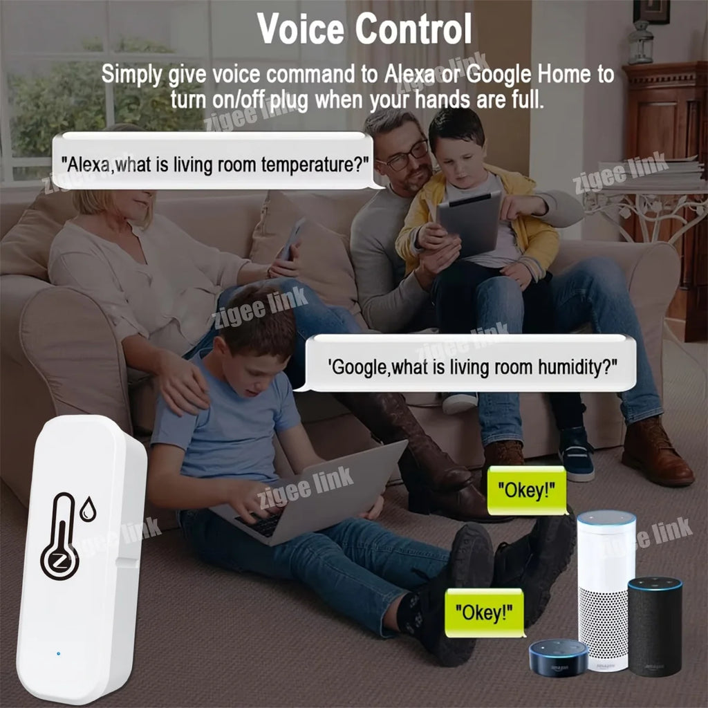 Smart Temperature Humidity Sensor Zigbee 3.0 Indoor Hygrometer Remote Monitor Support Tuya Alexa Google Home