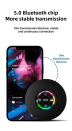 New Bathroom Waterproof Wireless LED Bluetooth Speaker Mini Portable Strong Suction Cup Speaker Outdoor Sports Stereo Speaker
