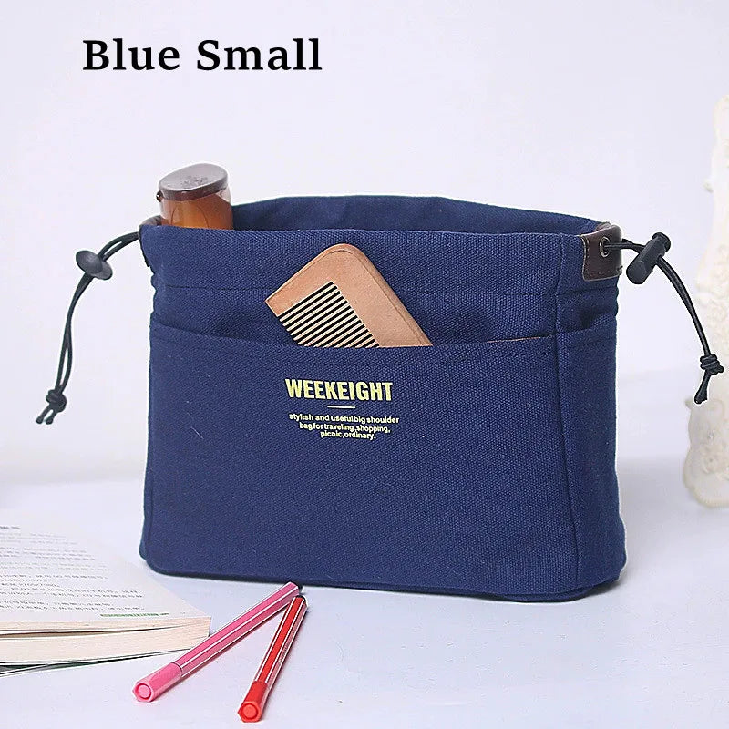 Bag Divider Drawstring Canvas Storage Organizers Multi-Pockets Liner Bag Lightweight Portable Travel Storage Bag