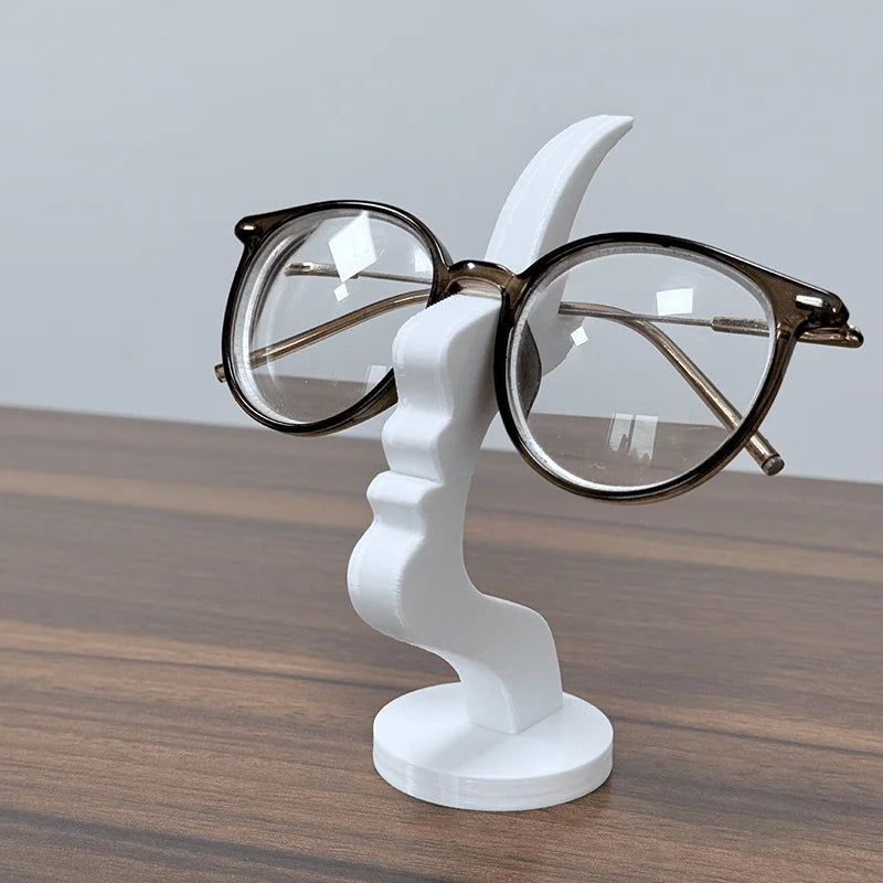 2Pc Creative Side Face Shaped Eyeglass Holder Stand 3D Printed for Glasses Storage Rack Fun Practical Desktop Art Decor Ornament
