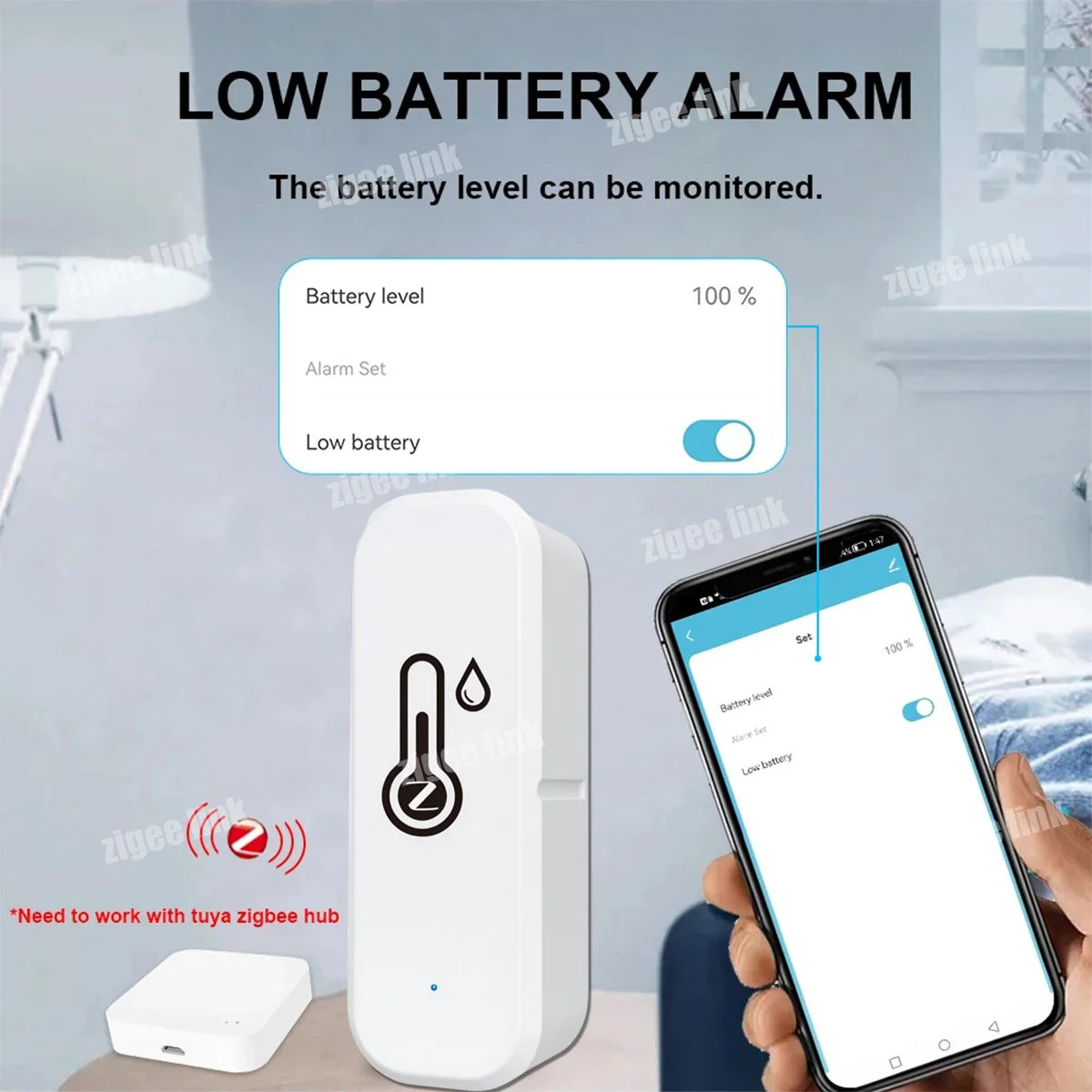 Smart Temperature Humidity Sensor Zigbee 3.0 Indoor Hygrometer Remote Monitor Support Tuya Alexa Google Home