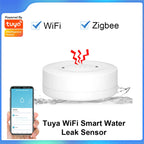 Tuya WiFi/Zigbee Water Leak Sensor Flood Leakage Detector with Sound Alarm 80dB and IP55 WaterProof Water Sensor Remote Monitor
