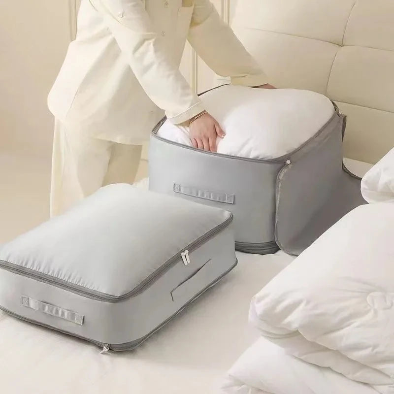 Heavy-Duty Self-Compressing Storage Bag Portable Organizer for ClothesBlankets & Quilts Ideal for Closet Organization