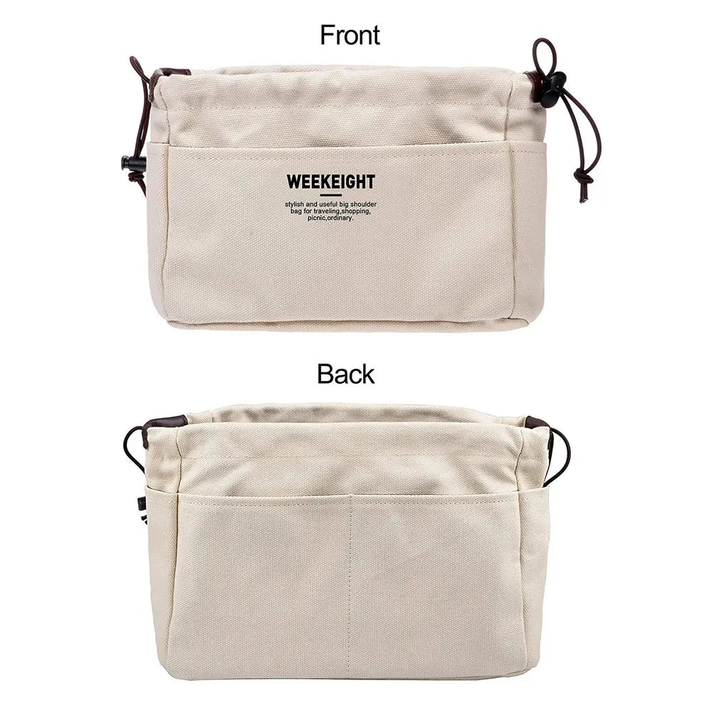 Bag Divider Drawstring Canvas Storage Organizers Multi-Pockets Liner Bag Lightweight Portable Travel Storage Bag