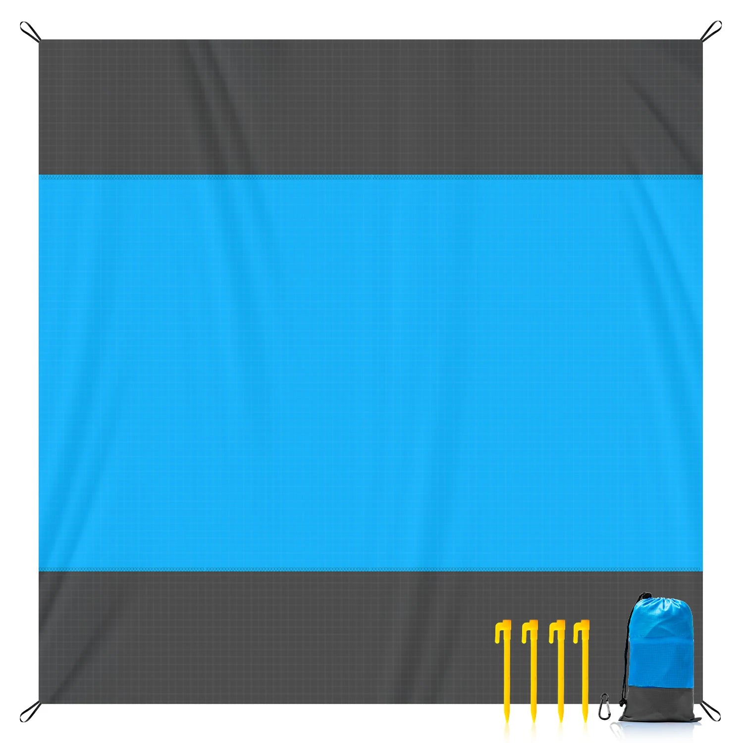 Multiple Sizes Beach Blanket Sandproof Waterproof Large Quick Drying Outdoor Picnic Mat with 4 Stakes for Travel Camping Hiking