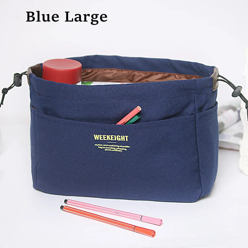 Bag Divider Drawstring Canvas Storage Organizers Multi-Pockets Liner Bag Lightweight Portable Travel Storage Bag