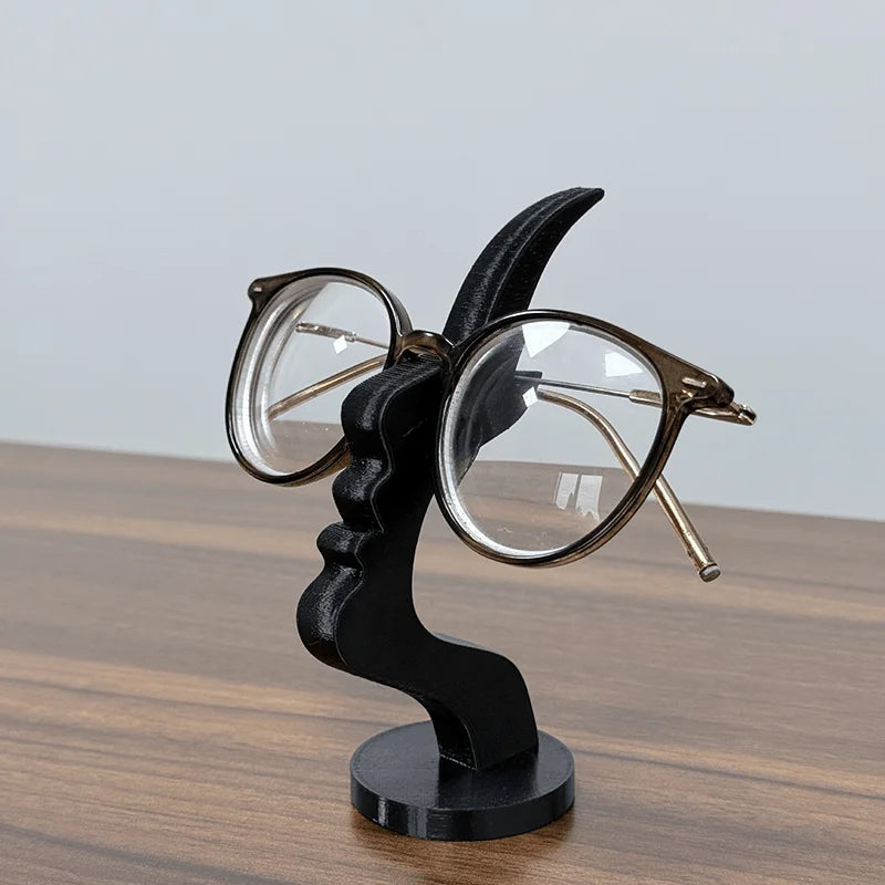 2Pc Creative Side Face Shaped Eyeglass Holder Stand 3D Printed for Glasses Storage Rack Fun Practical Desktop Art Decor Ornament
