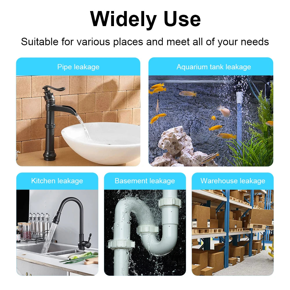 Tuya WiFi/Zigbee Water Leak Sensor Flood Leakage Detector with Sound Alarm 80dB and IP55 WaterProof Water Sensor Remote Monitor