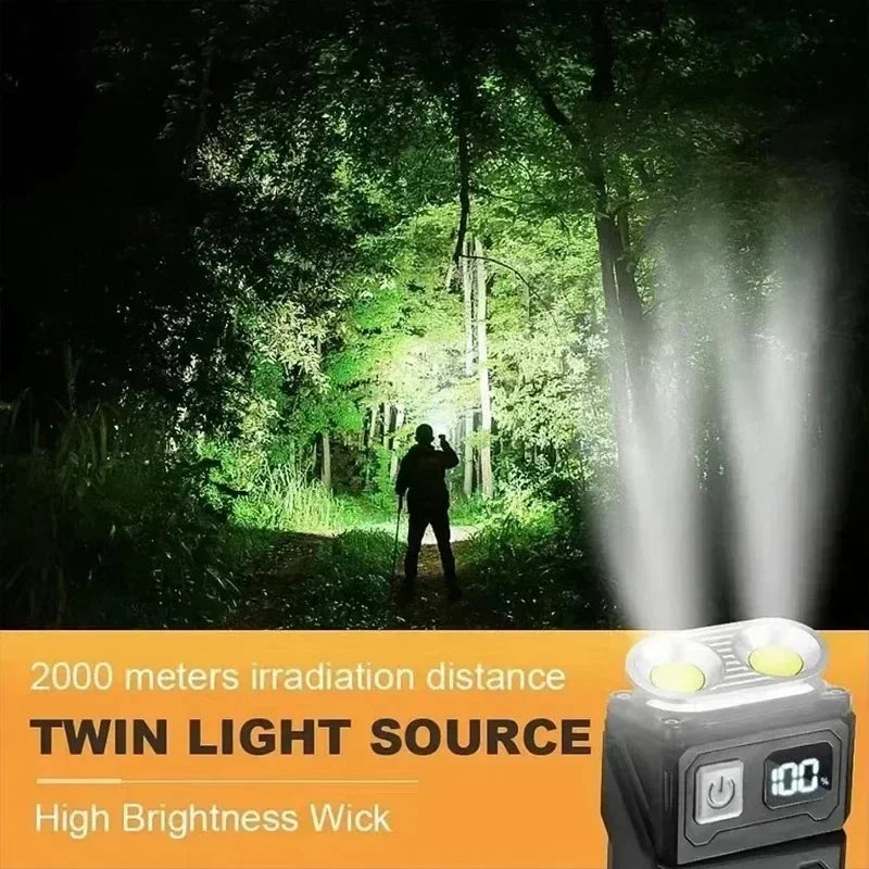 Multifunctional Ajustable Angle LED Flashlight Outdoors Mini Work Light Portable Magnet USB Rechargeable Camping Light