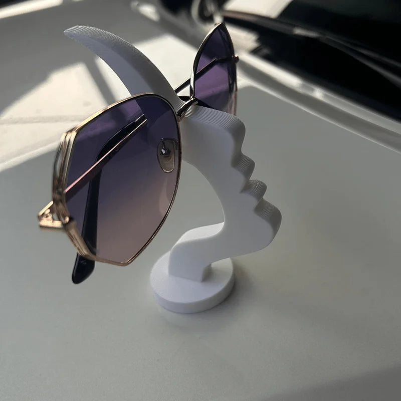 2Pc Creative Side Face Shaped Eyeglass Holder Stand 3D Printed for Glasses Storage Rack Fun Practical Desktop Art Decor Ornament