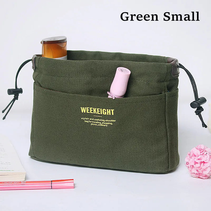 Bag Divider Drawstring Canvas Storage Organizers Multi-Pockets Liner Bag Lightweight Portable Travel Storage Bag