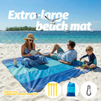 Multiple Sizes Beach Blanket Sandproof Waterproof Large Quick Drying Outdoor Picnic Mat with 4 Stakes for Travel Camping Hiking