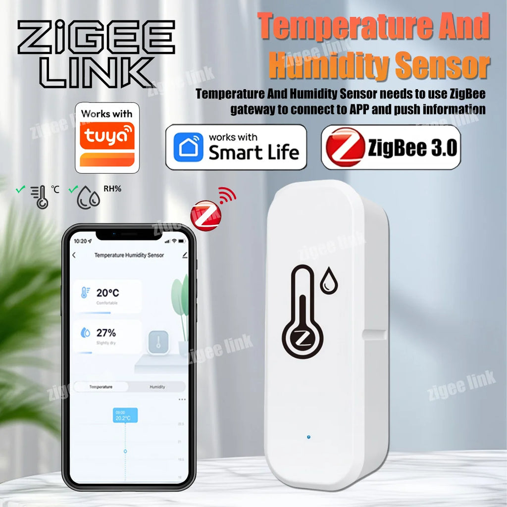 Smart Temperature Humidity Sensor Zigbee 3.0 Indoor Hygrometer Remote Monitor Support Tuya Alexa Google Home