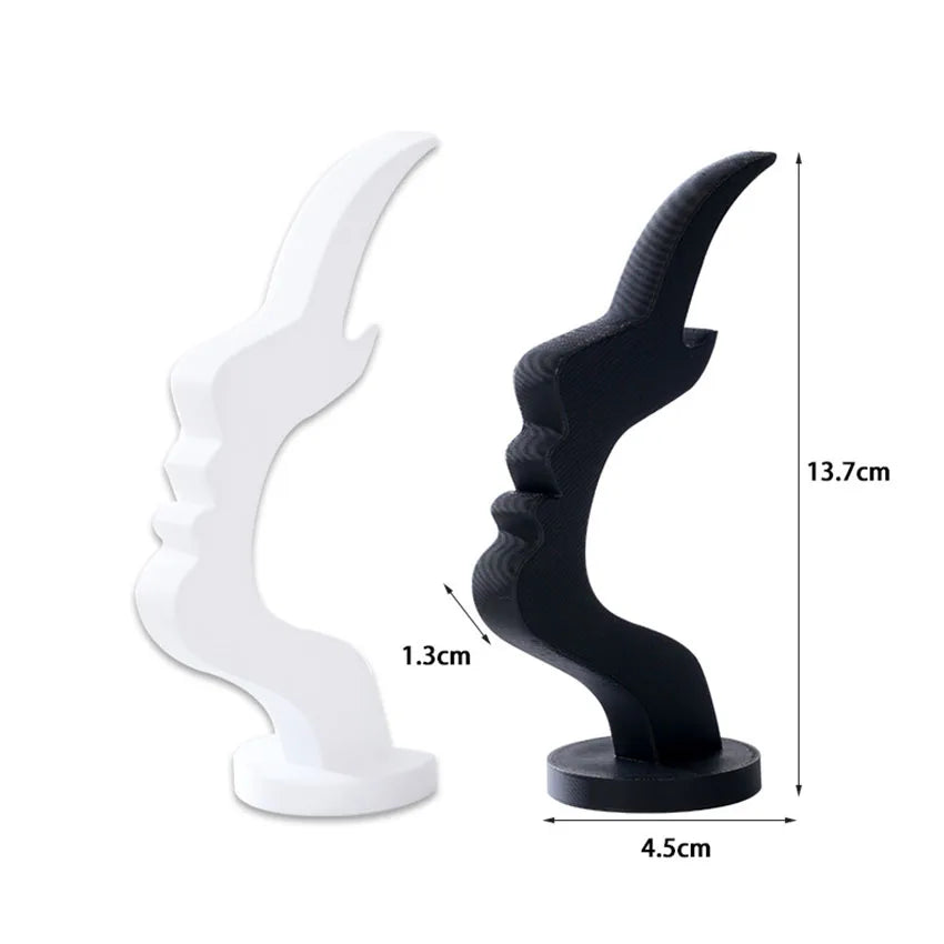 2Pc Creative Side Face Shaped Eyeglass Holder Stand 3D Printed for Glasses Storage Rack Fun Practical Desktop Art Decor Ornament