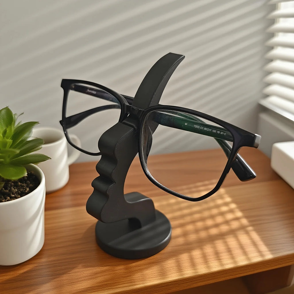 2Pc Creative Side Face Shaped Eyeglass Holder Stand 3D Printed for Glasses Storage Rack Fun Practical Desktop Art Decor Ornament