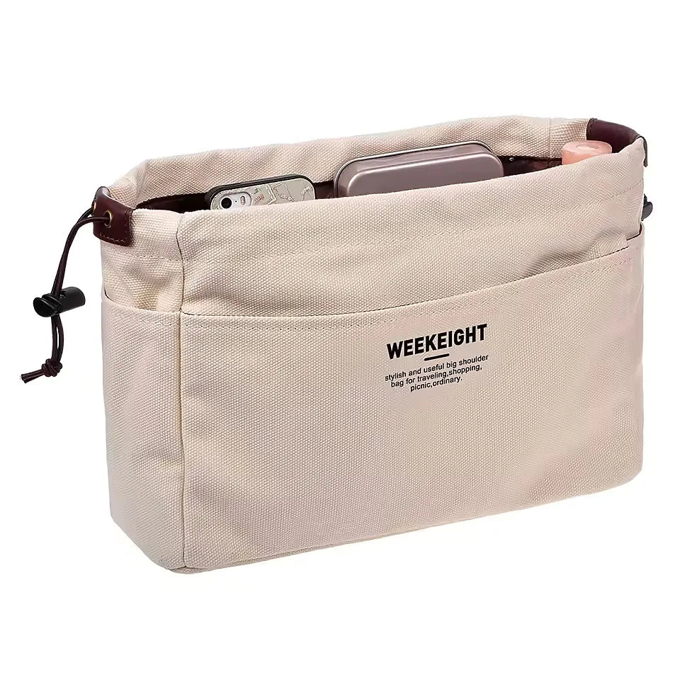 Bag Divider Drawstring Canvas Storage Organizers Multi-Pockets Liner Bag Lightweight Portable Travel Storage Bag