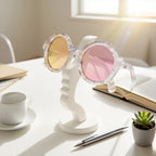 2Pc Creative Side Face Shaped Eyeglass Holder Stand 3D Printed for Glasses Storage Rack Fun Practical Desktop Art Decor Ornament